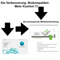 Biomedics 55 Evolution Asphere Verbesserung -neu- Premium Linsen biokompatible Monatslinsen fr trockene Augen