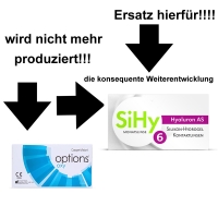 Aus Options Oxy Monatslinsen Sprisch werden SiHy Hyaluron AS Monatslinsen6er-Pack